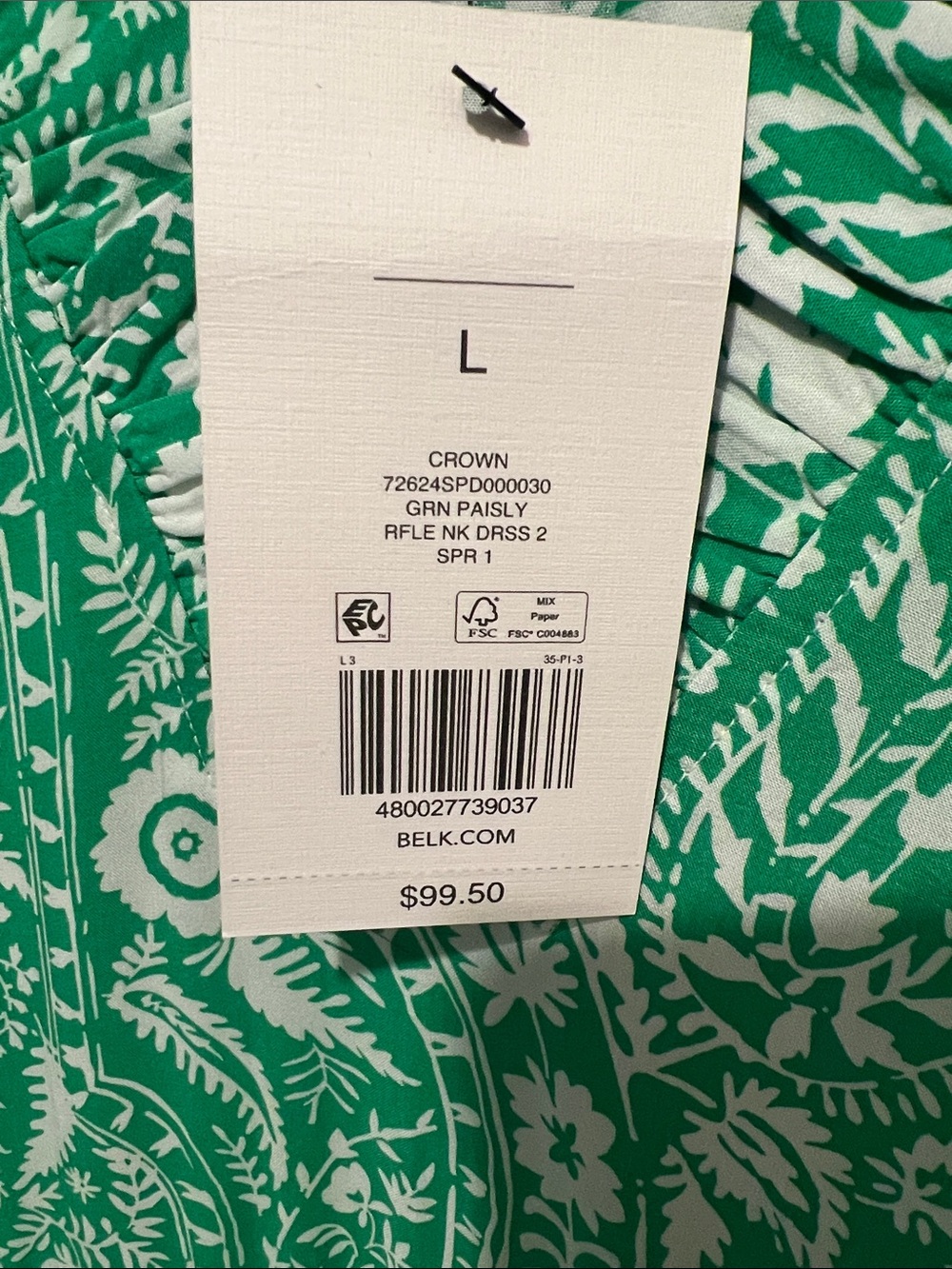 crown & ivy Green Paisley Print Midi Dress - Picture 6 of 7